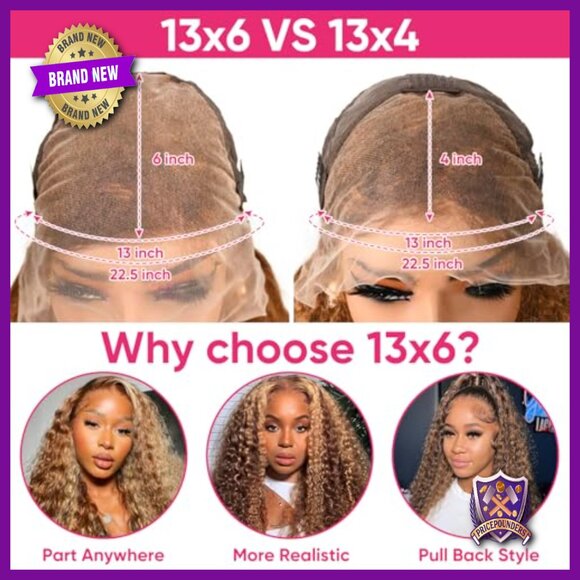 13x6 Lace Front Human Hair Wig Deep Wave 200 Density Glueless main image 6